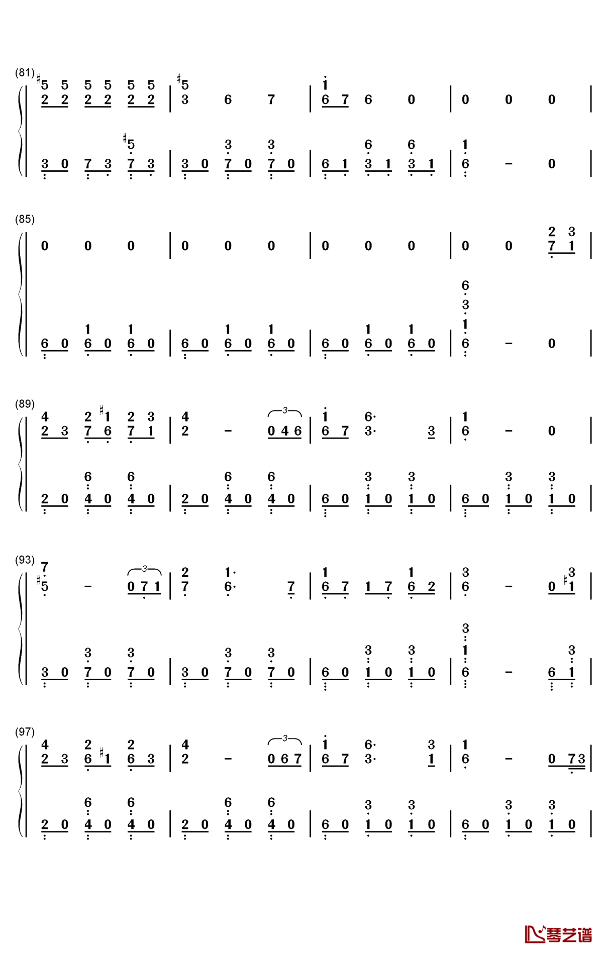 el sol se recuesta钢琴简谱-数字双手-edison5