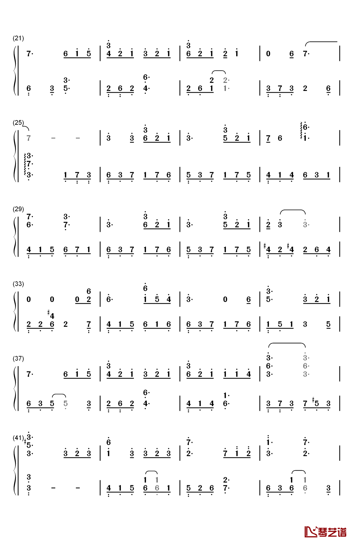 缘起钢琴简谱-数字双手-周深2