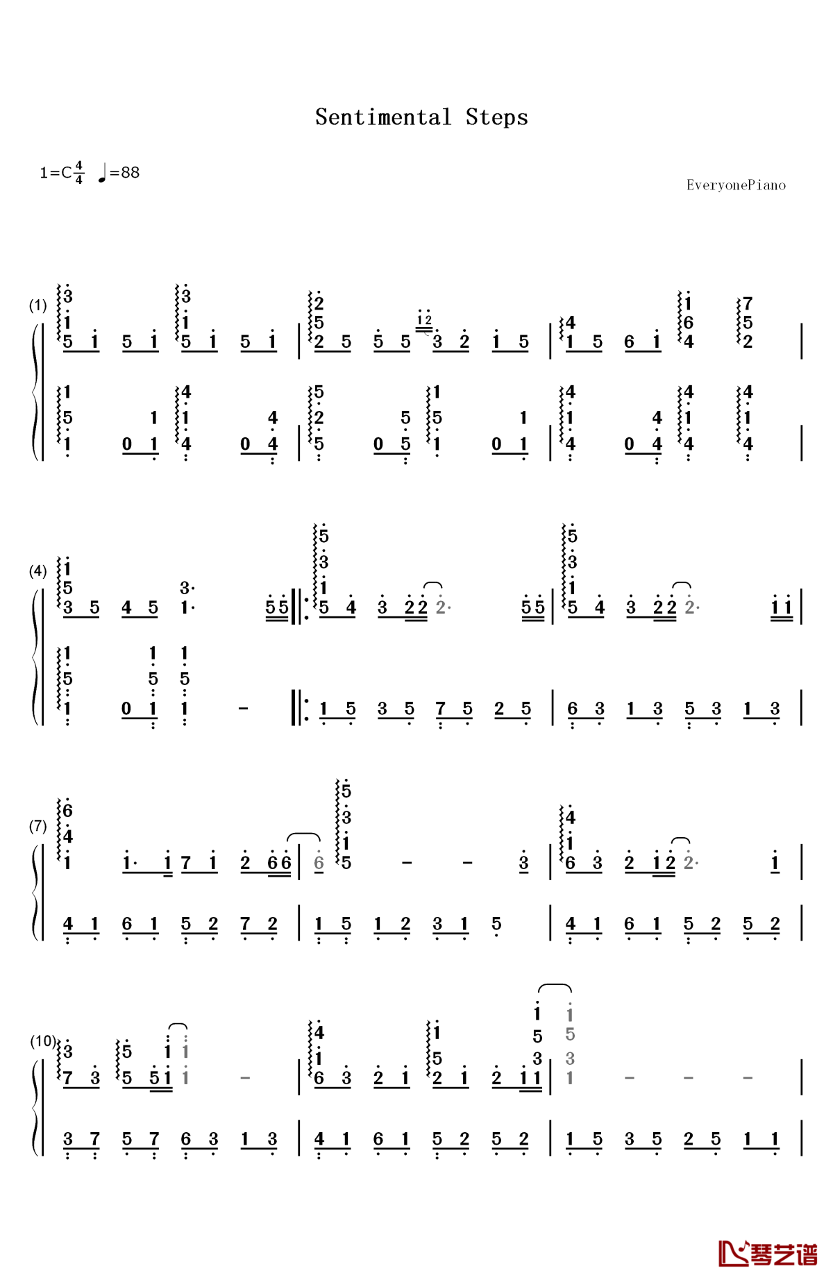 sentimental steps钢琴简谱-数字双手-μ's1