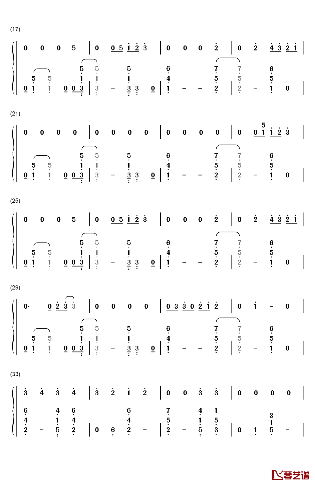 thinking out loud钢琴简谱-数字双手-ed sheeran2