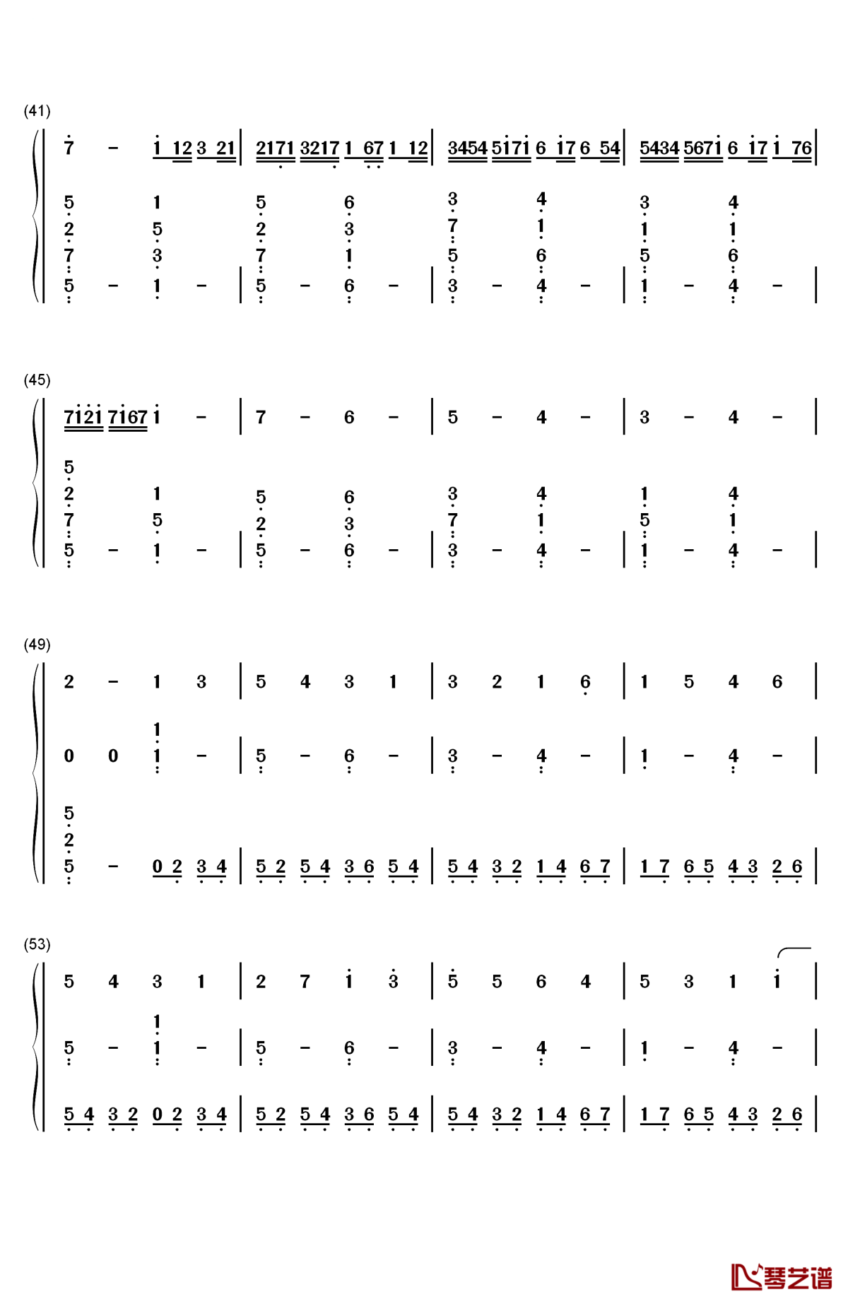 卡农 大爱人间钢琴简谱-数字双手-巴哈贝尔3