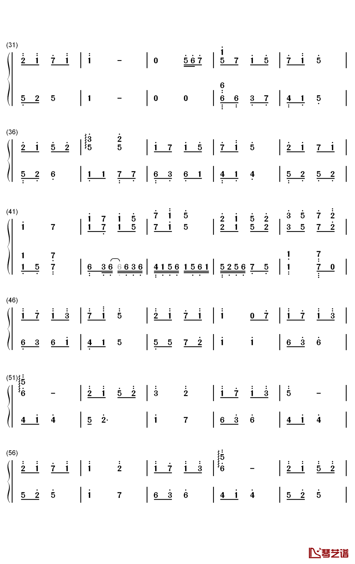 银河赴约钢琴简谱-数字双手-cmj2