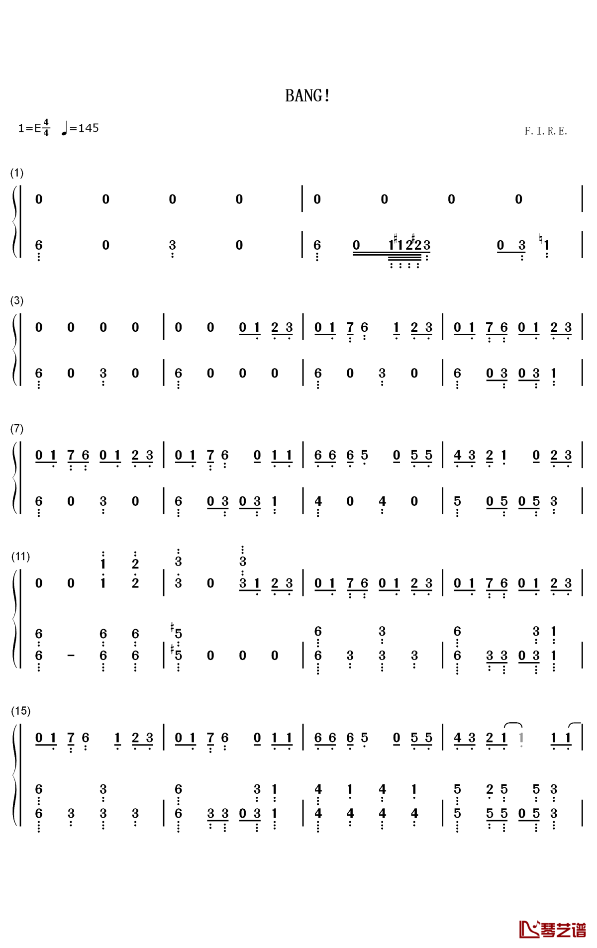 bang钢琴简谱-数字双手-ajr1