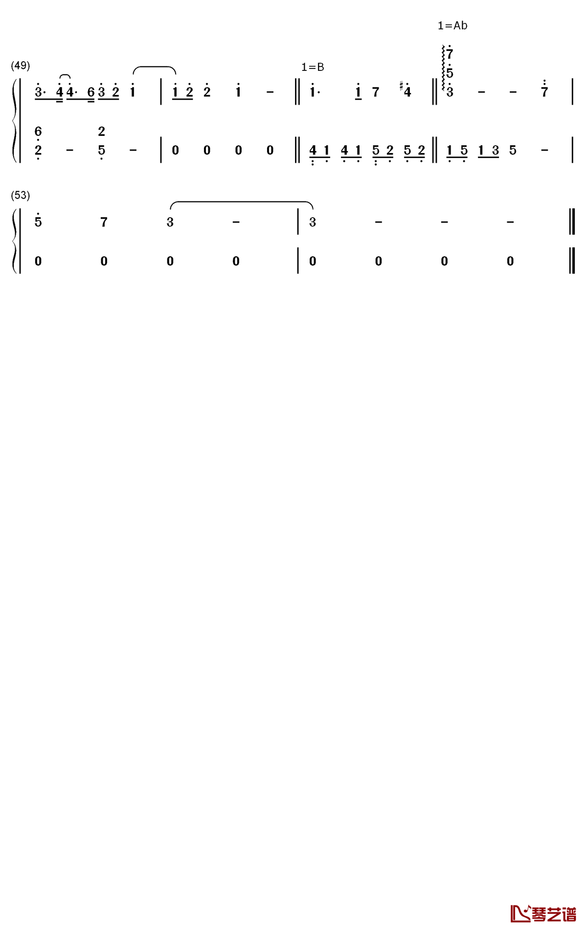 再见一面钢琴简谱-数字双手-于文文3