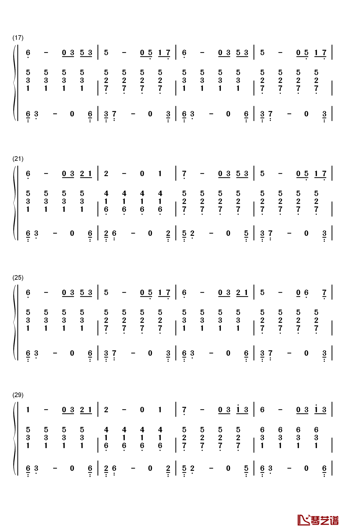 here we are again钢琴简谱-数字双手-cagnet2