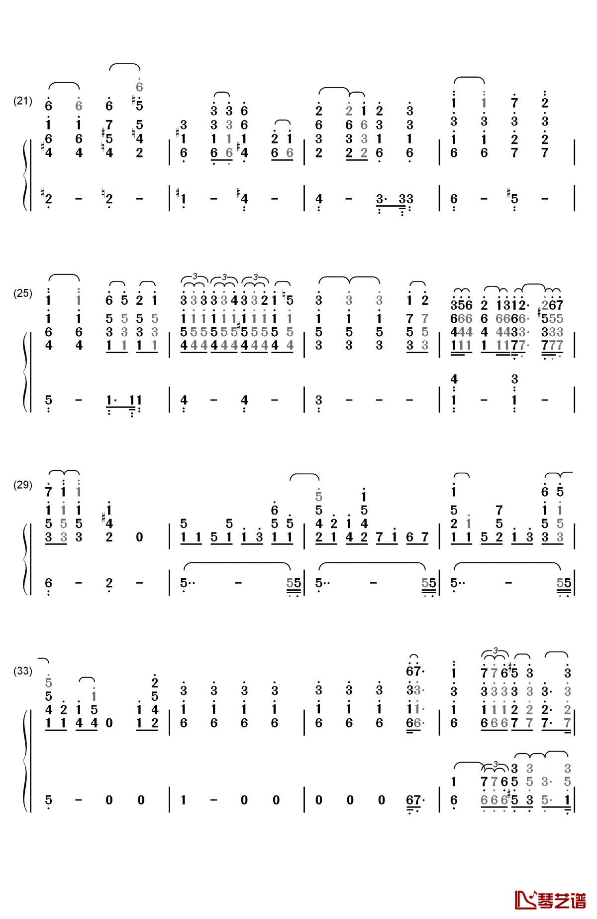 gravity钢琴简谱-数字双手-坂本真绫3