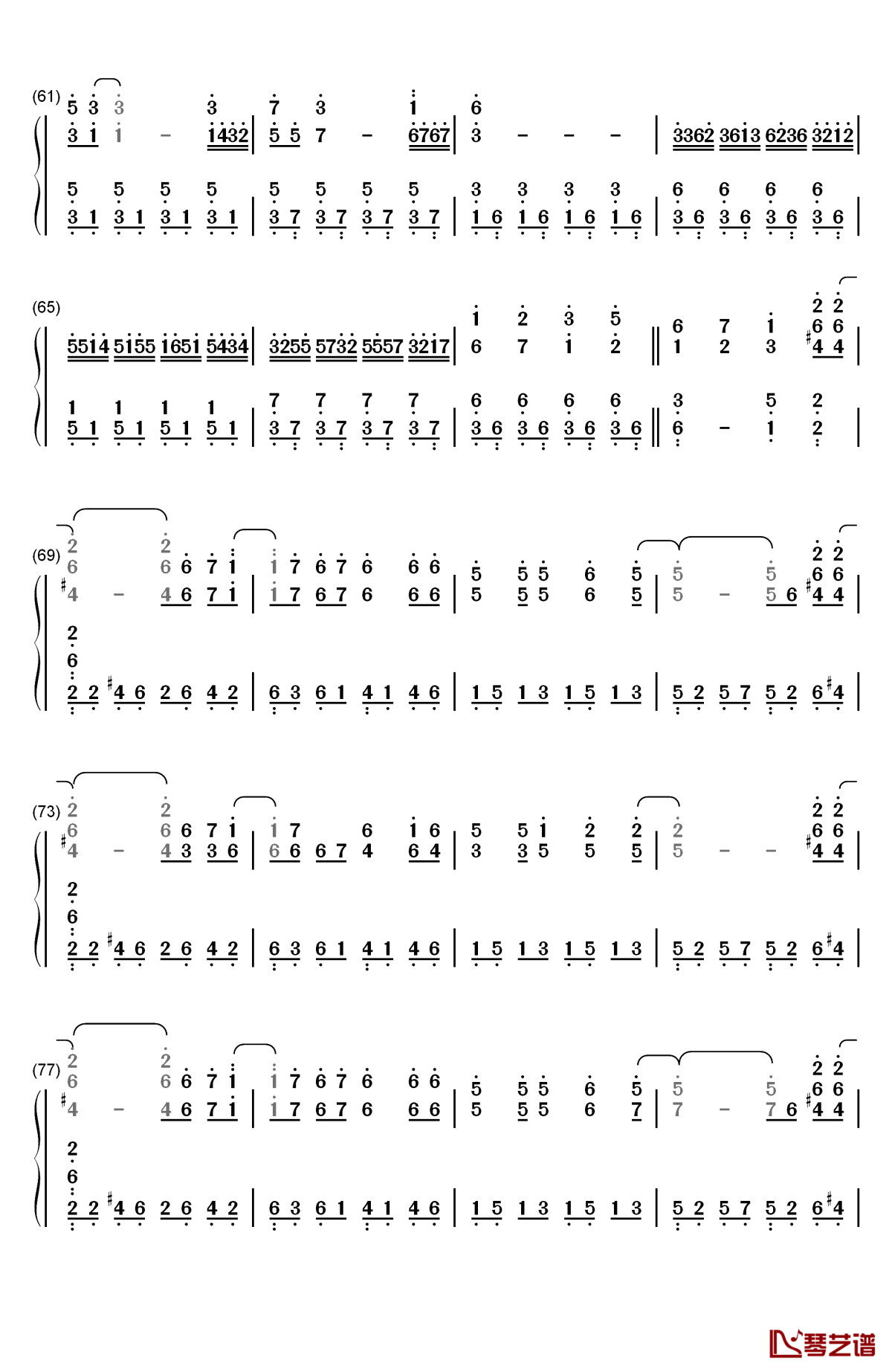 he is钢琴简谱-数字双手-ghost4