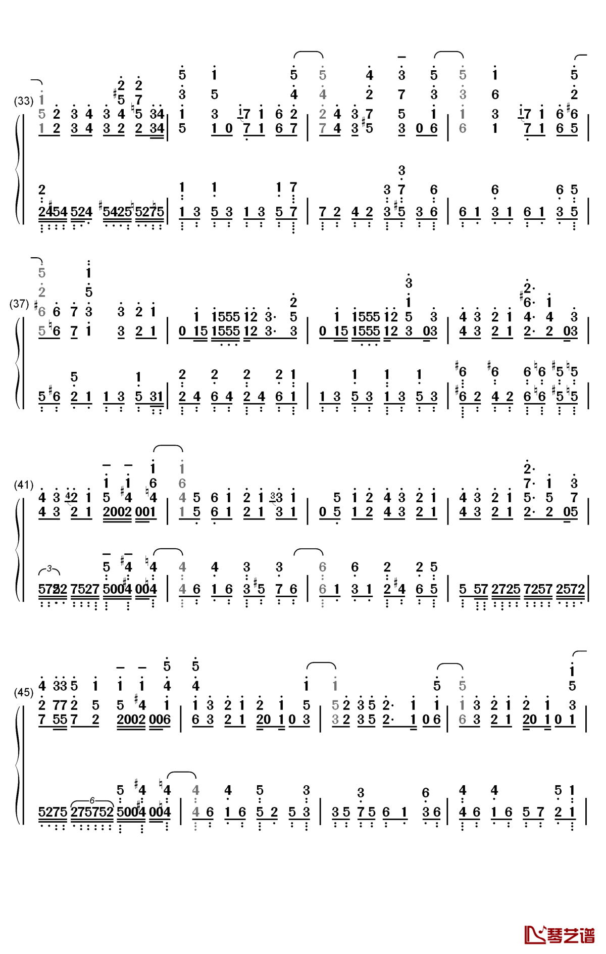 パパパ钢琴简谱-数字双手-齐藤朱夏3