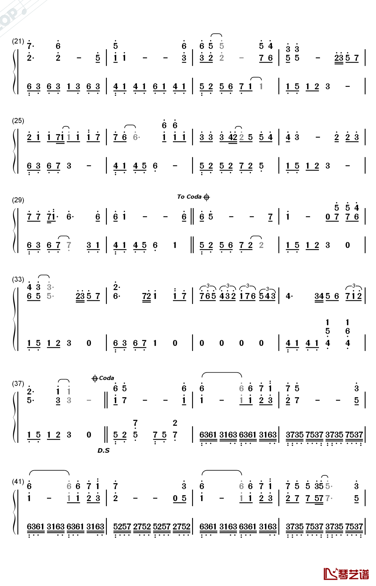 玻璃之情钢琴简谱-数字双手-张国荣2