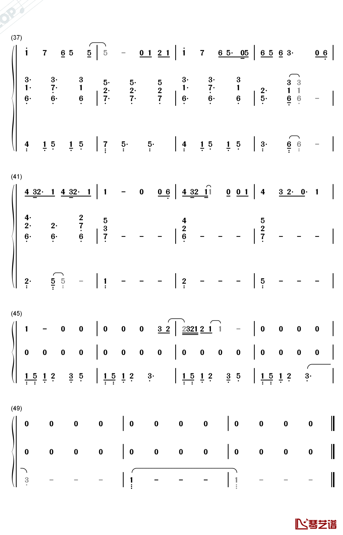 18钢琴简谱-数字双手-邓紫棋4