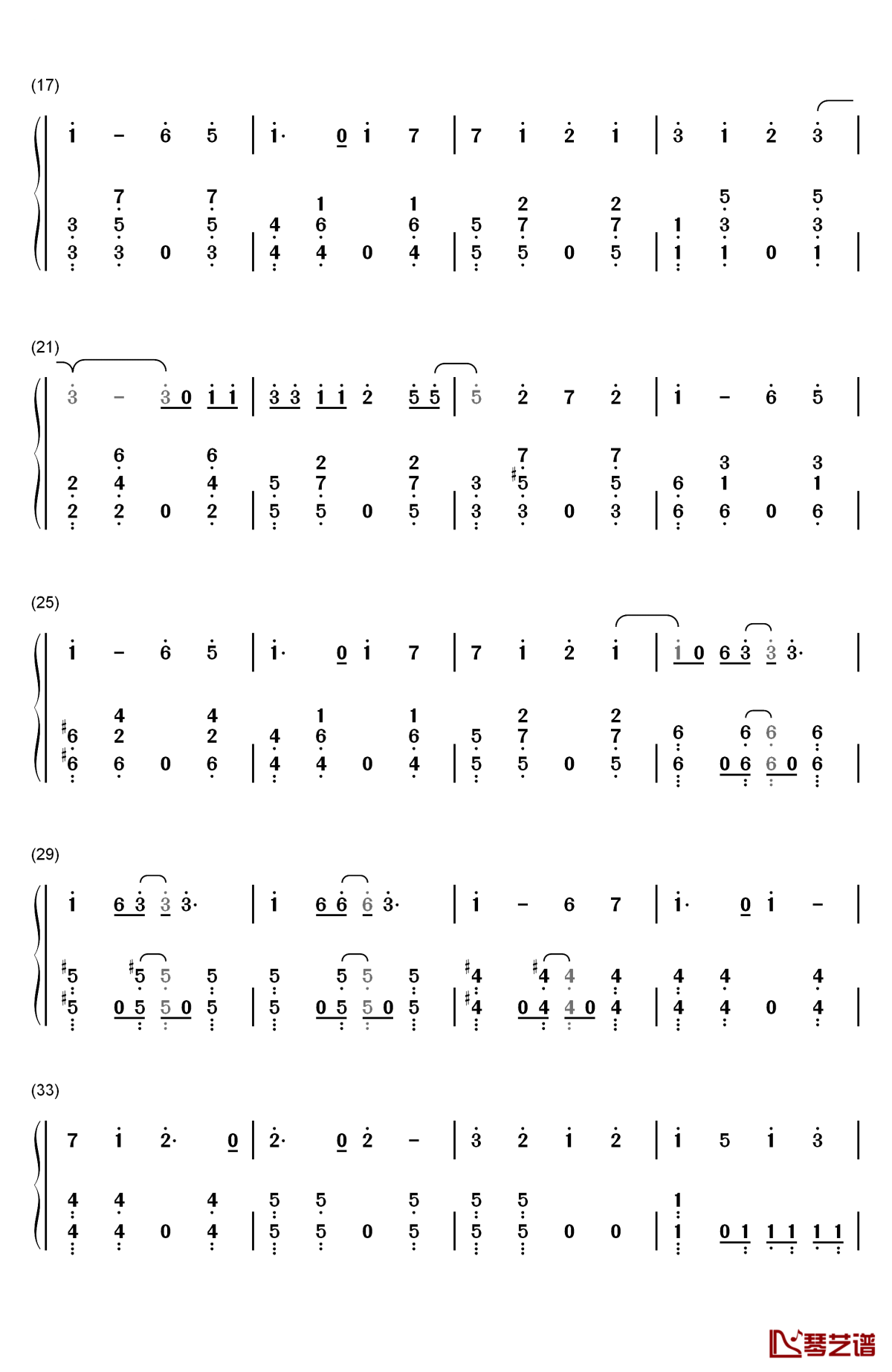 シルエット钢琴简谱-数字双手-kana-boon2