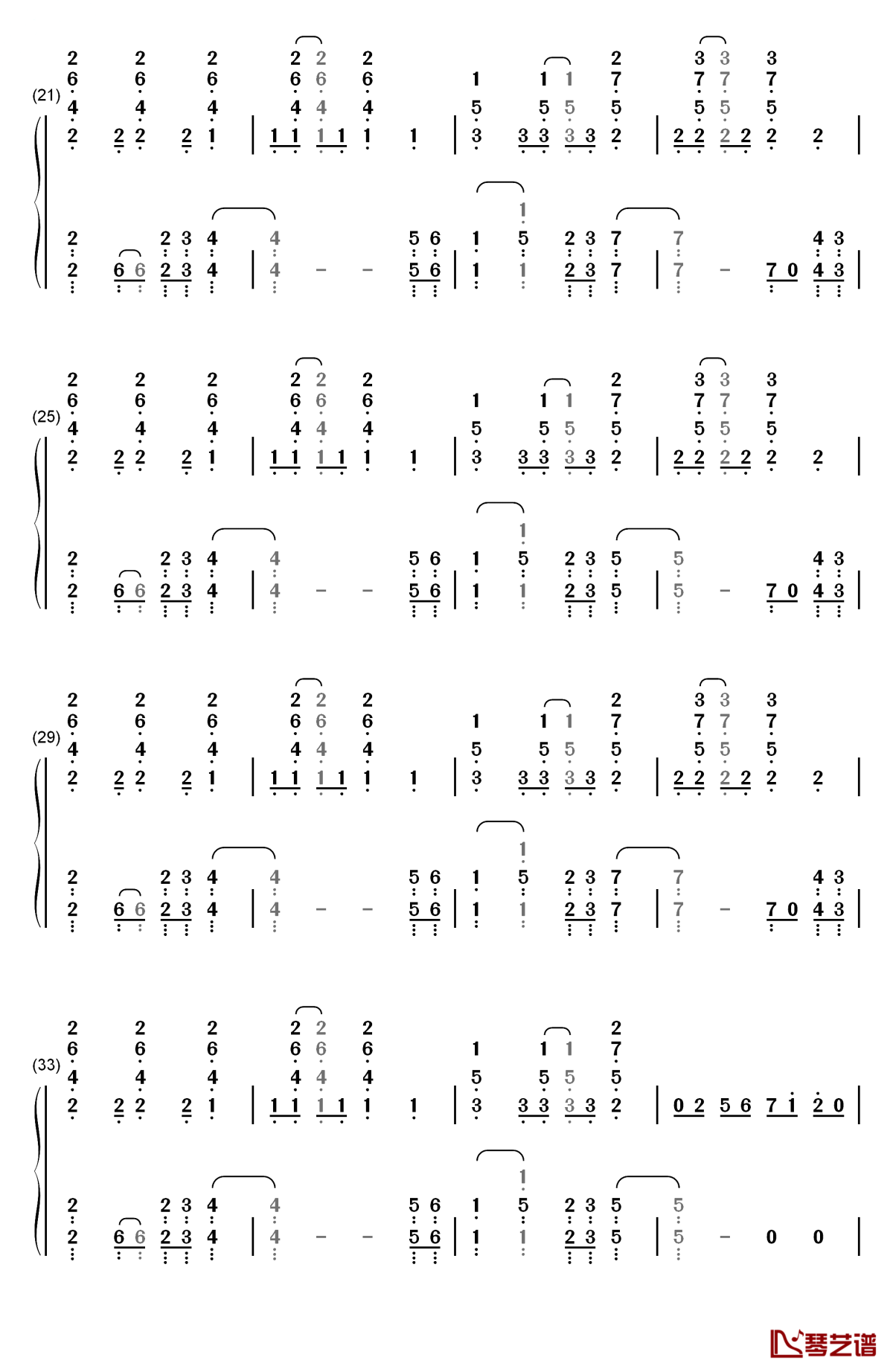 paradise钢琴简谱-数字双手-coldplay2