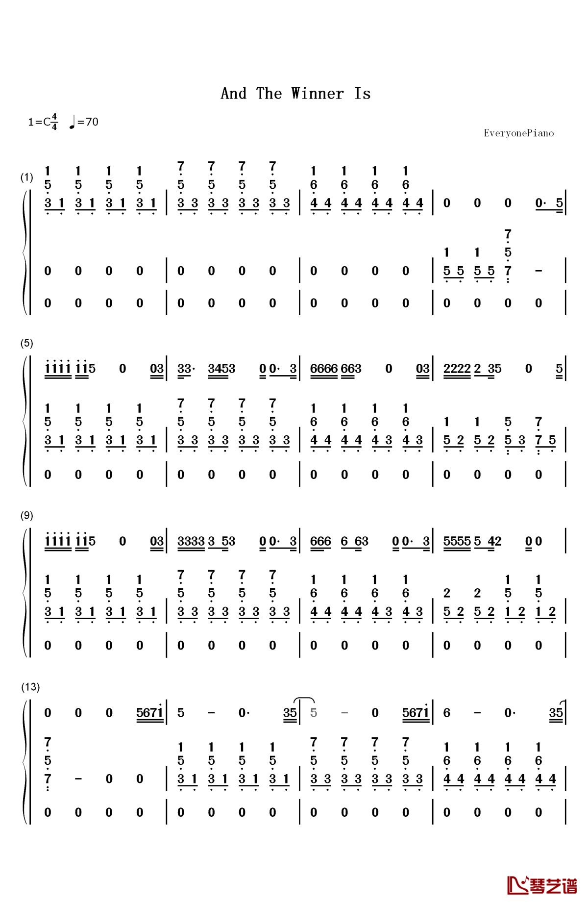 and the winner is钢琴简谱-数字双手-gérard darmon1