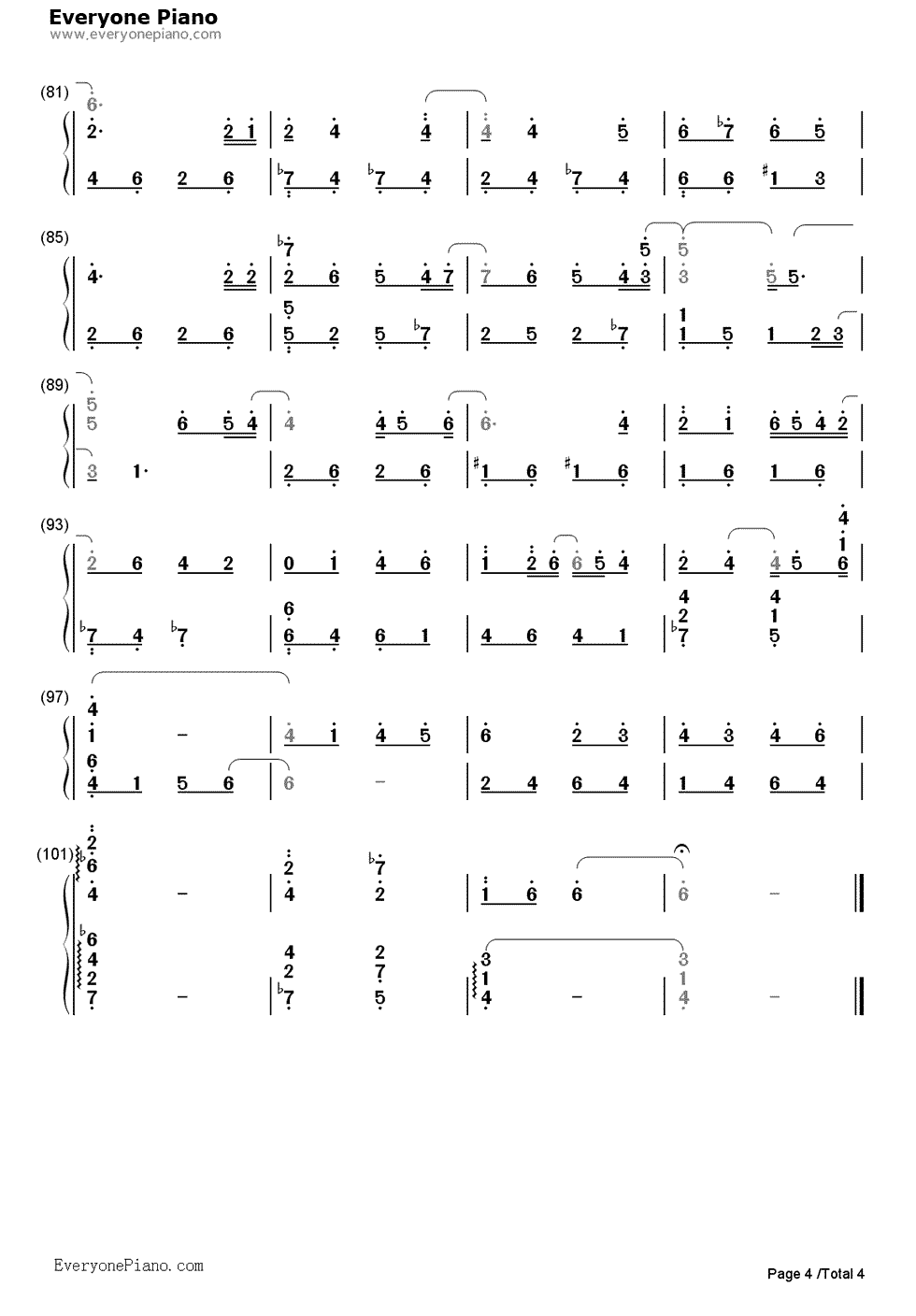 我只在乎你钢琴简谱-数字双手-邓丽君4