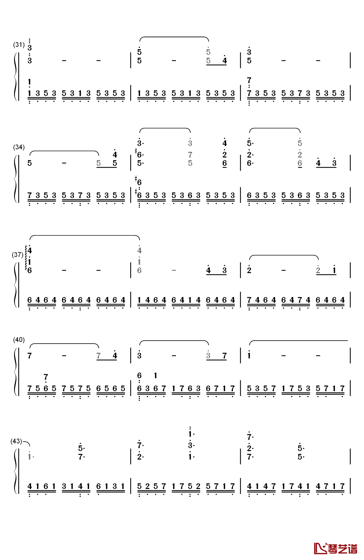 dream钢琴简谱-数字双手-rayark3