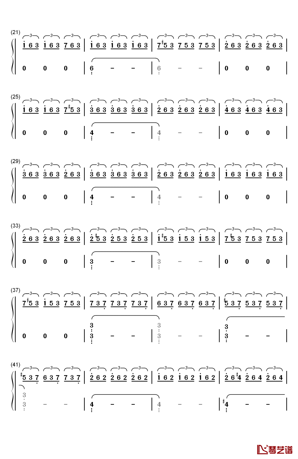 千年の孤独钢琴简谱-数字双手-东方project2