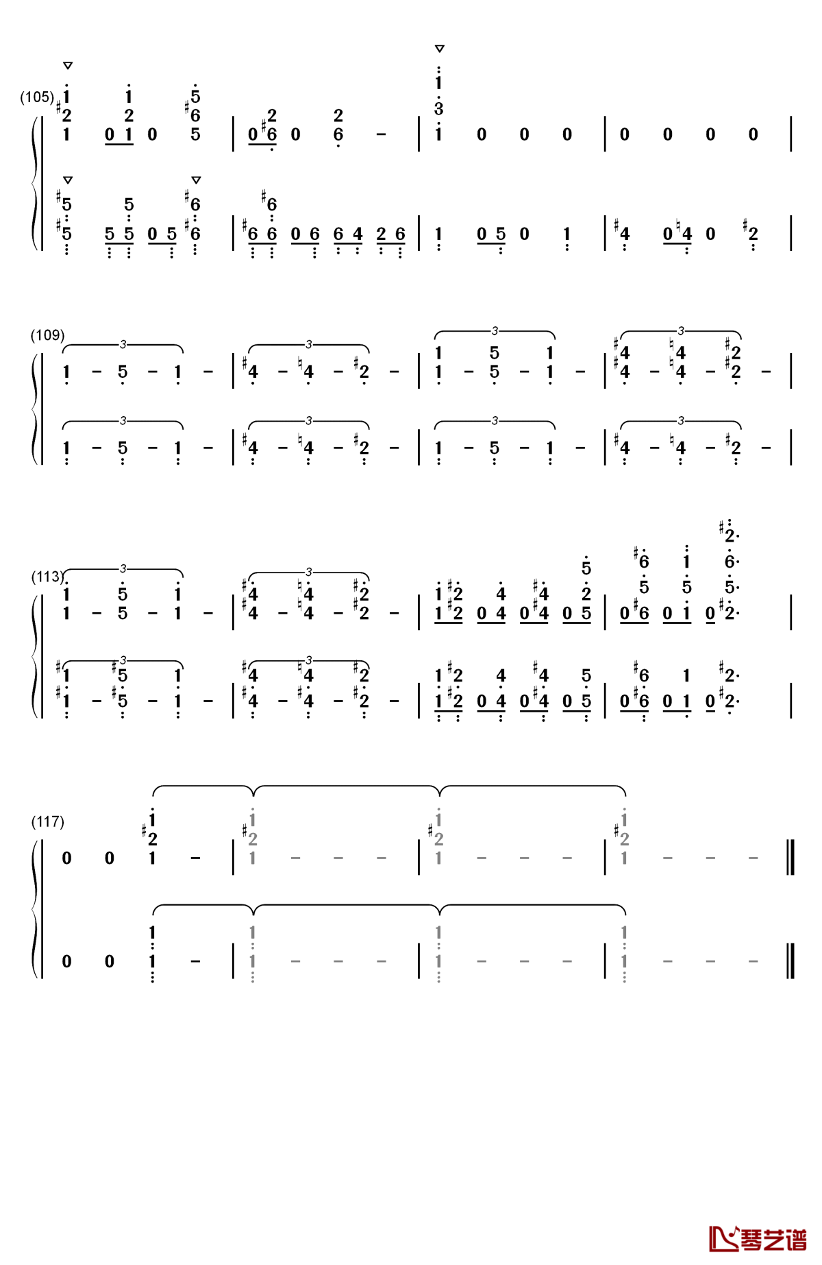 ソラノネ钢琴简谱-数字双手-zaq7