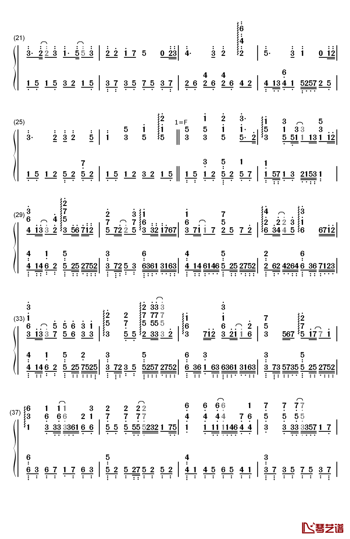 夏末晴雨时钢琴简谱-数字双手-初学者_2