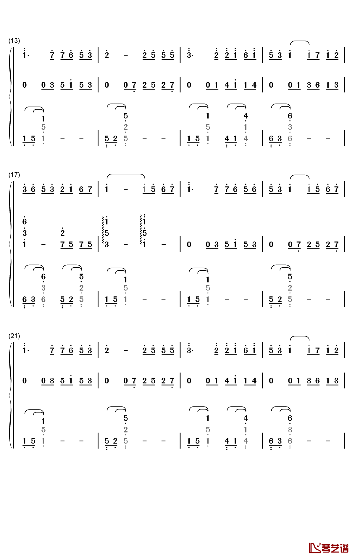 伦敦德里小调钢琴简谱-数字双手2