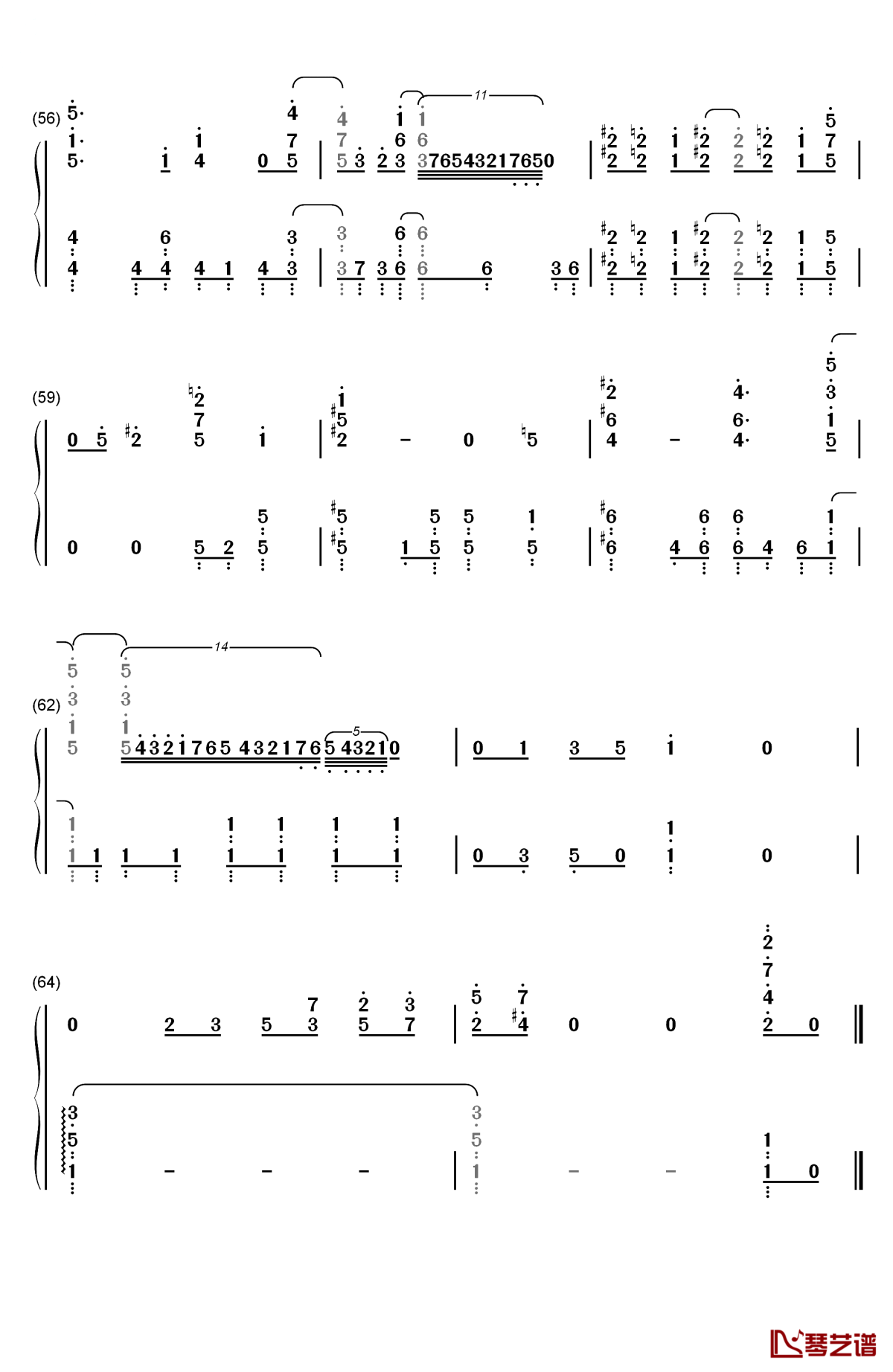 step by step up钢琴简谱-数字双手-fourfolium5