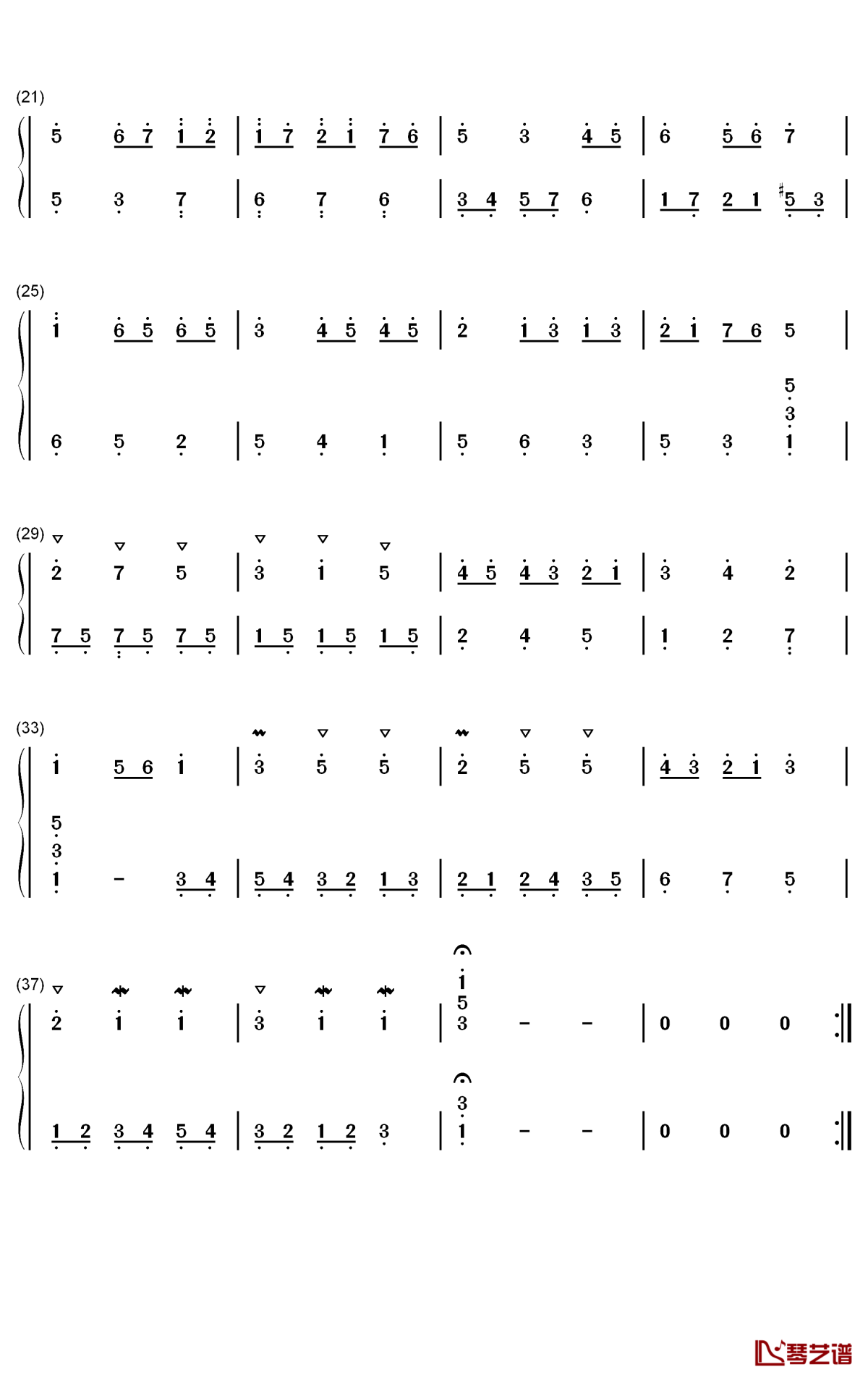 a大调小步舞曲钢琴简谱-数字双手-idw哒2