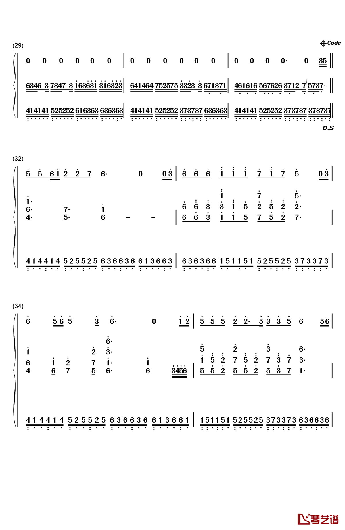 暗涌钢琴简谱-数字双手-王菲4