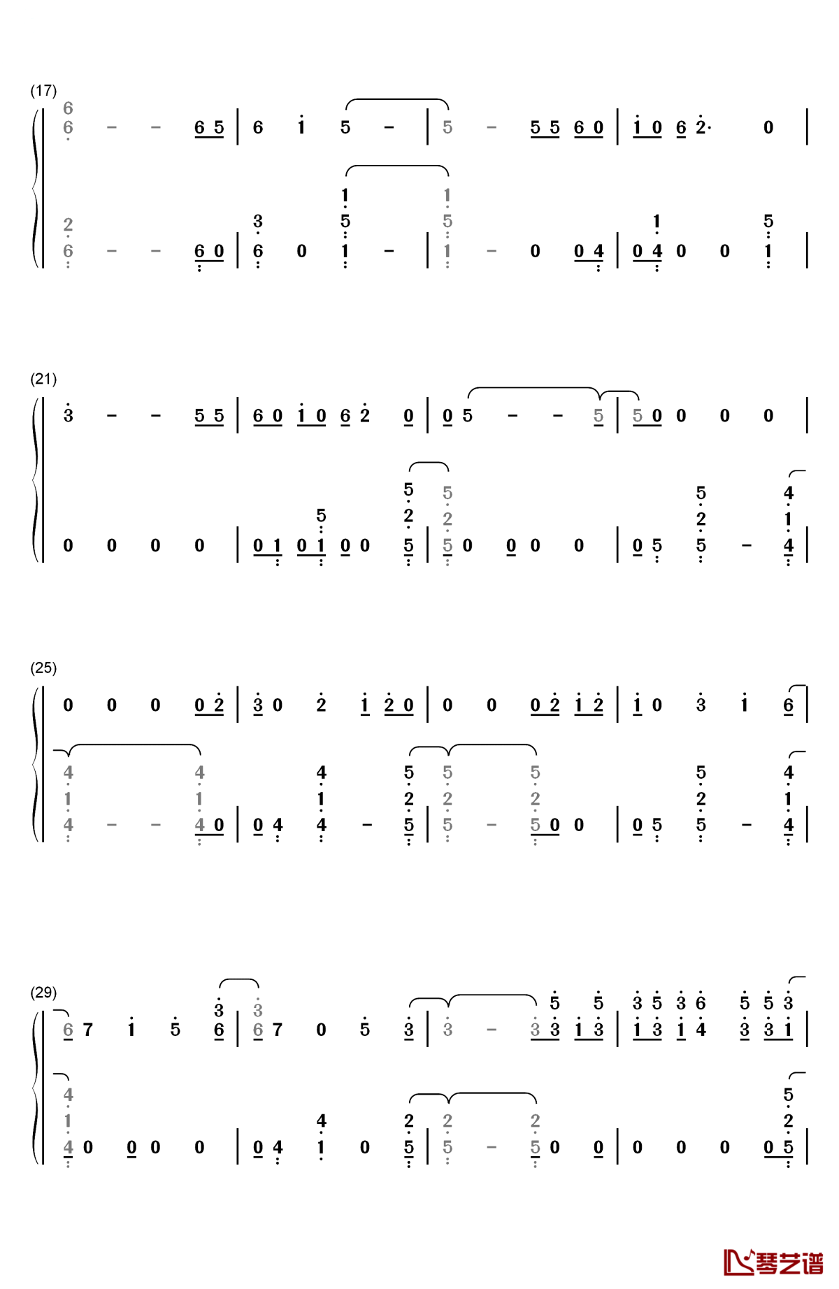 space between钢琴简谱-数字双手-mal evie2