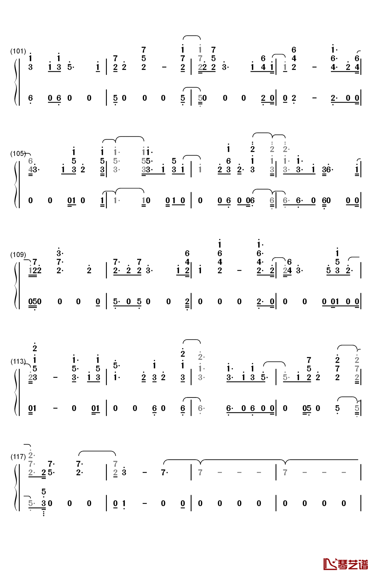 mamita钢琴简谱-数字双手-cnco6