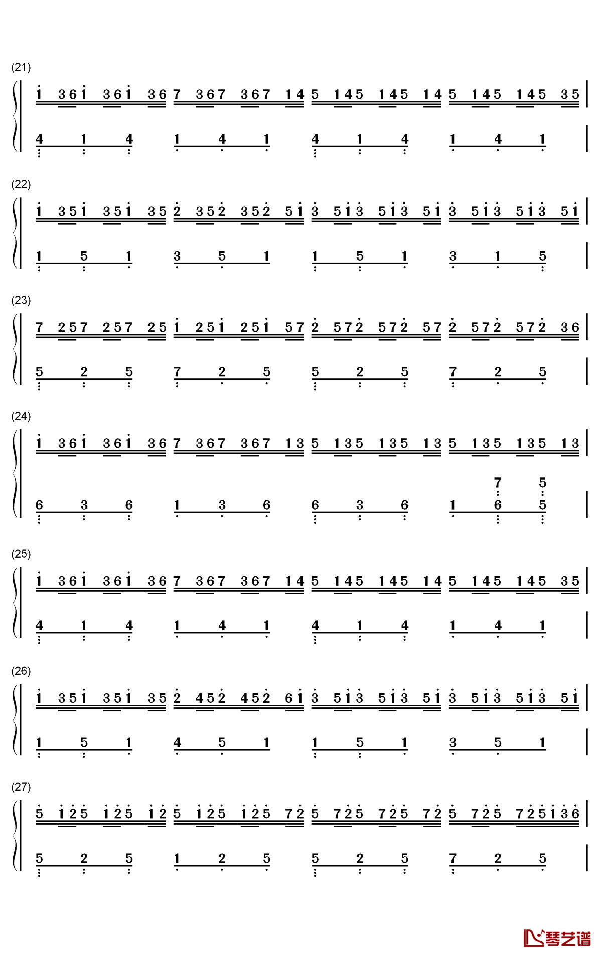 tema de sira钢琴简谱-数字双手-cesar benito4