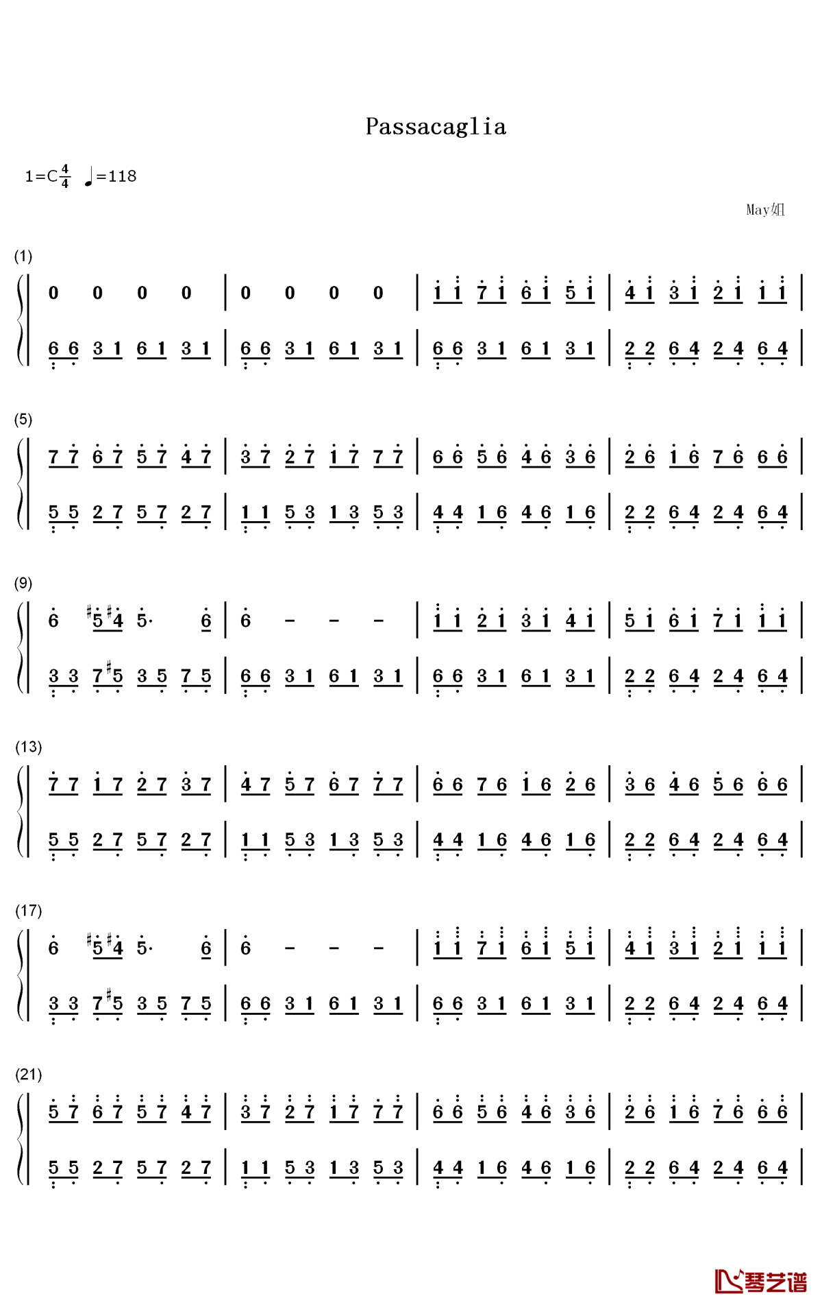 passacaglia钢琴简谱-数字双手-secret garden1
