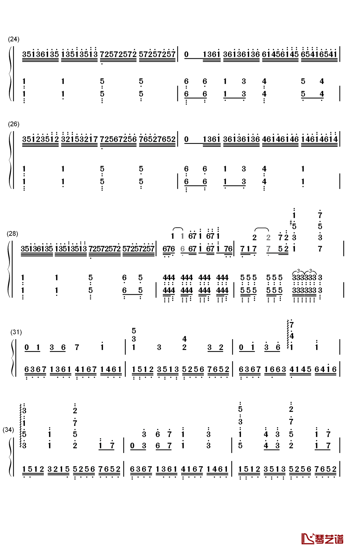 钢铁洪流进行曲钢琴简谱-数字双手-李旭昊3