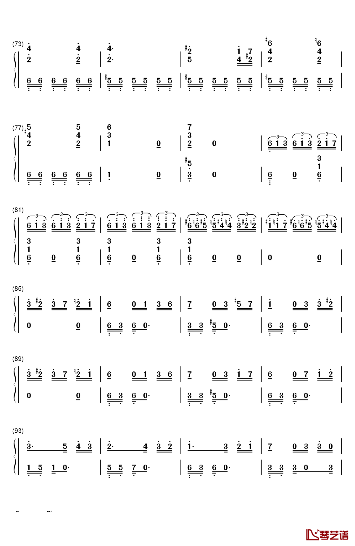 致爱丽丝钢琴简谱-数字双手-贝多芬4