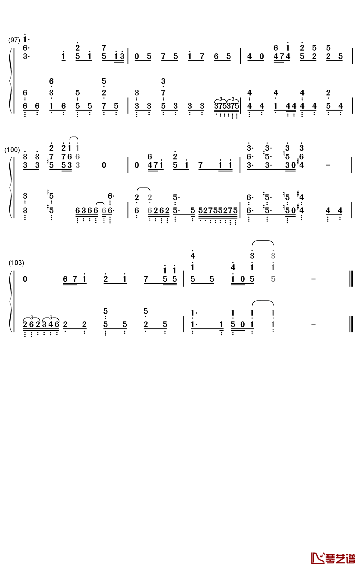 竈門炭治郎のうた钢琴简谱-数字双手-椎名豪 中川奈美6