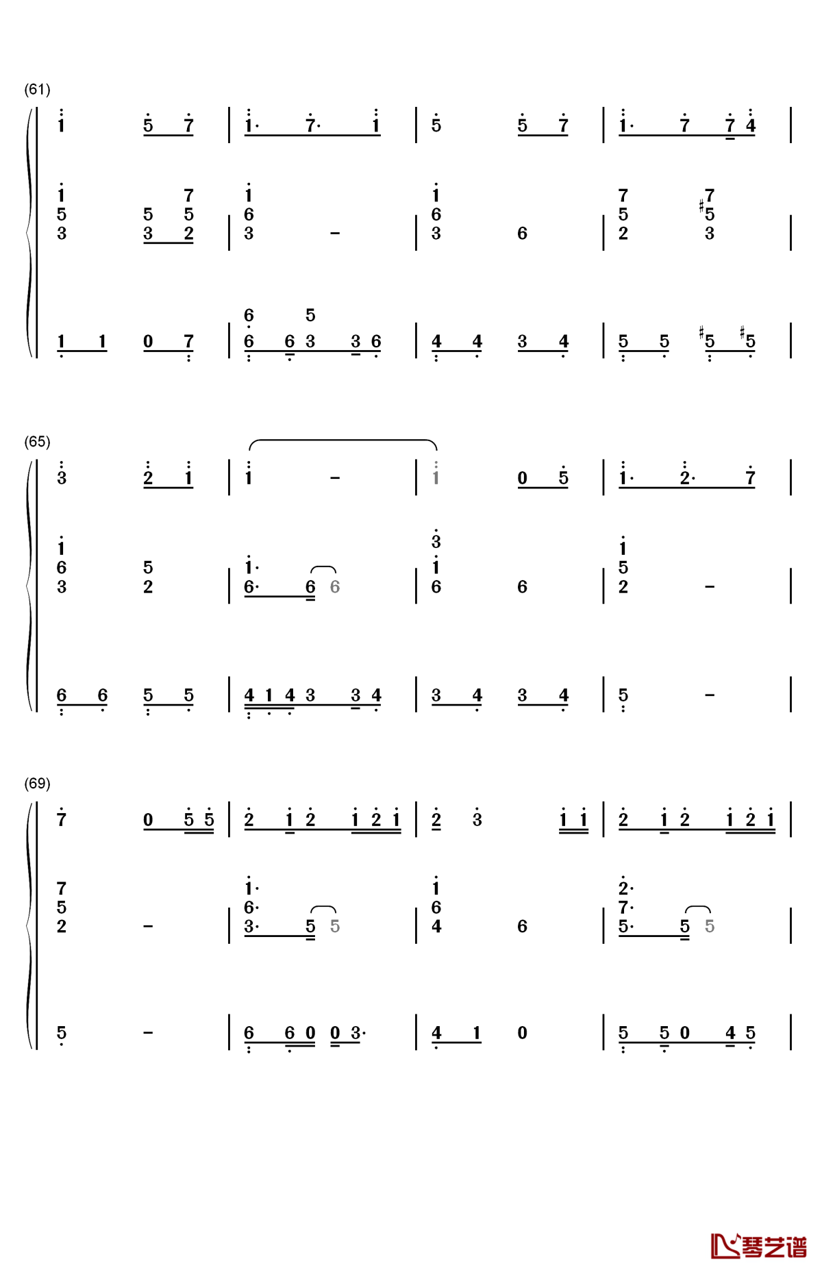 最后的旅行钢琴简谱-数字双手-rainton桐6