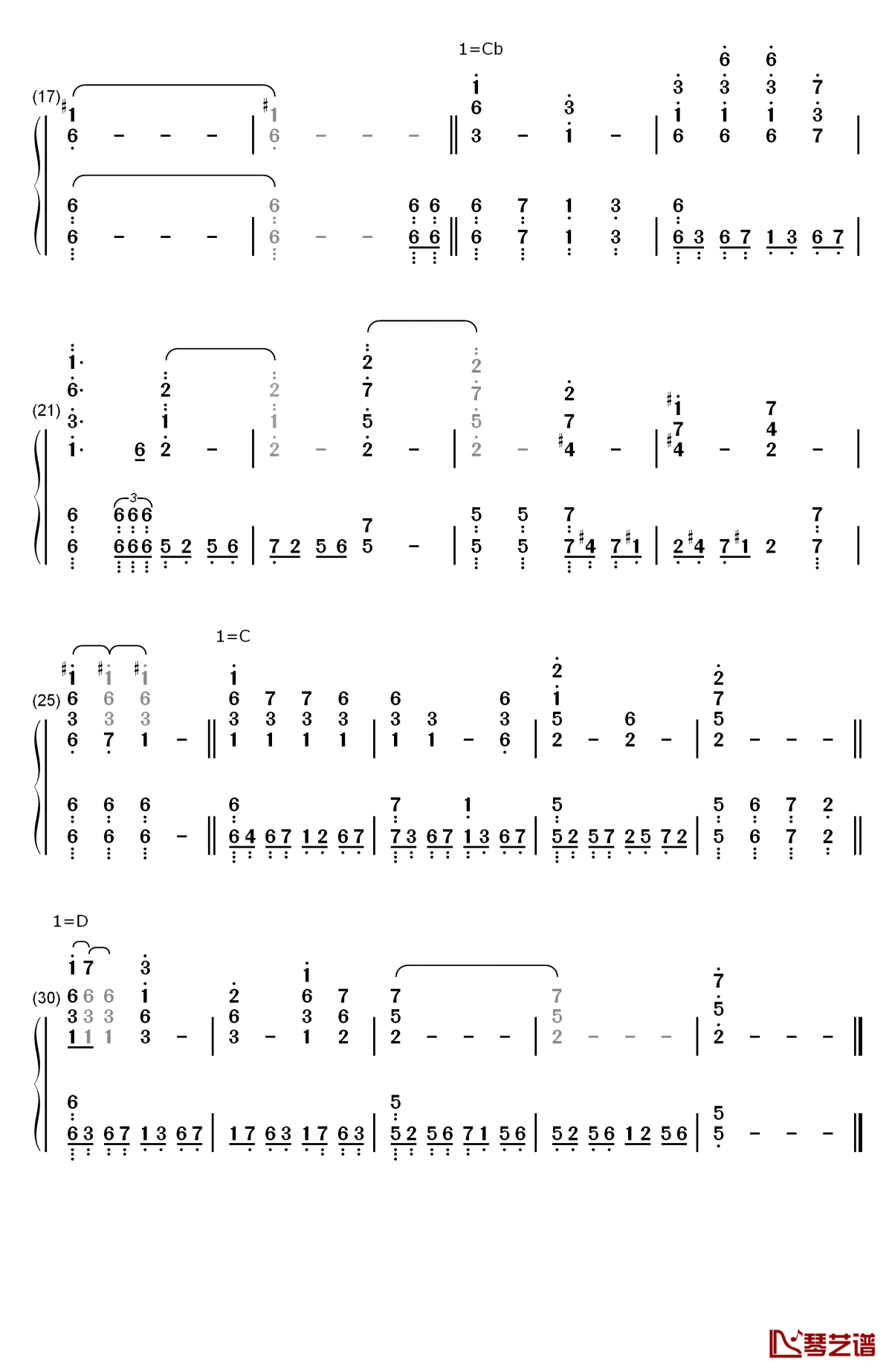 even for you钢琴简谱-数字双手-alan silvestri2