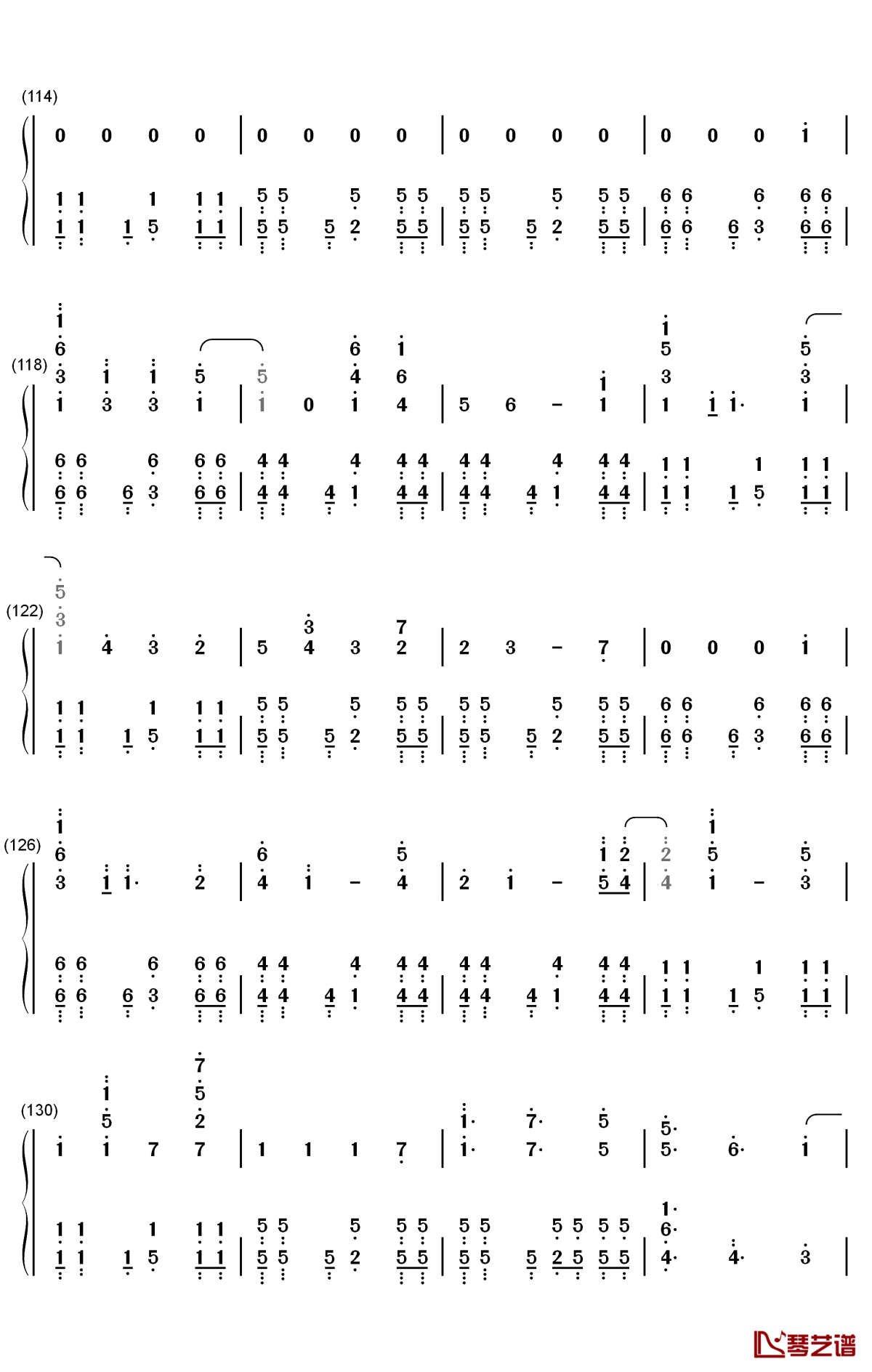 しわ钢琴简谱-数字双手-gumi8