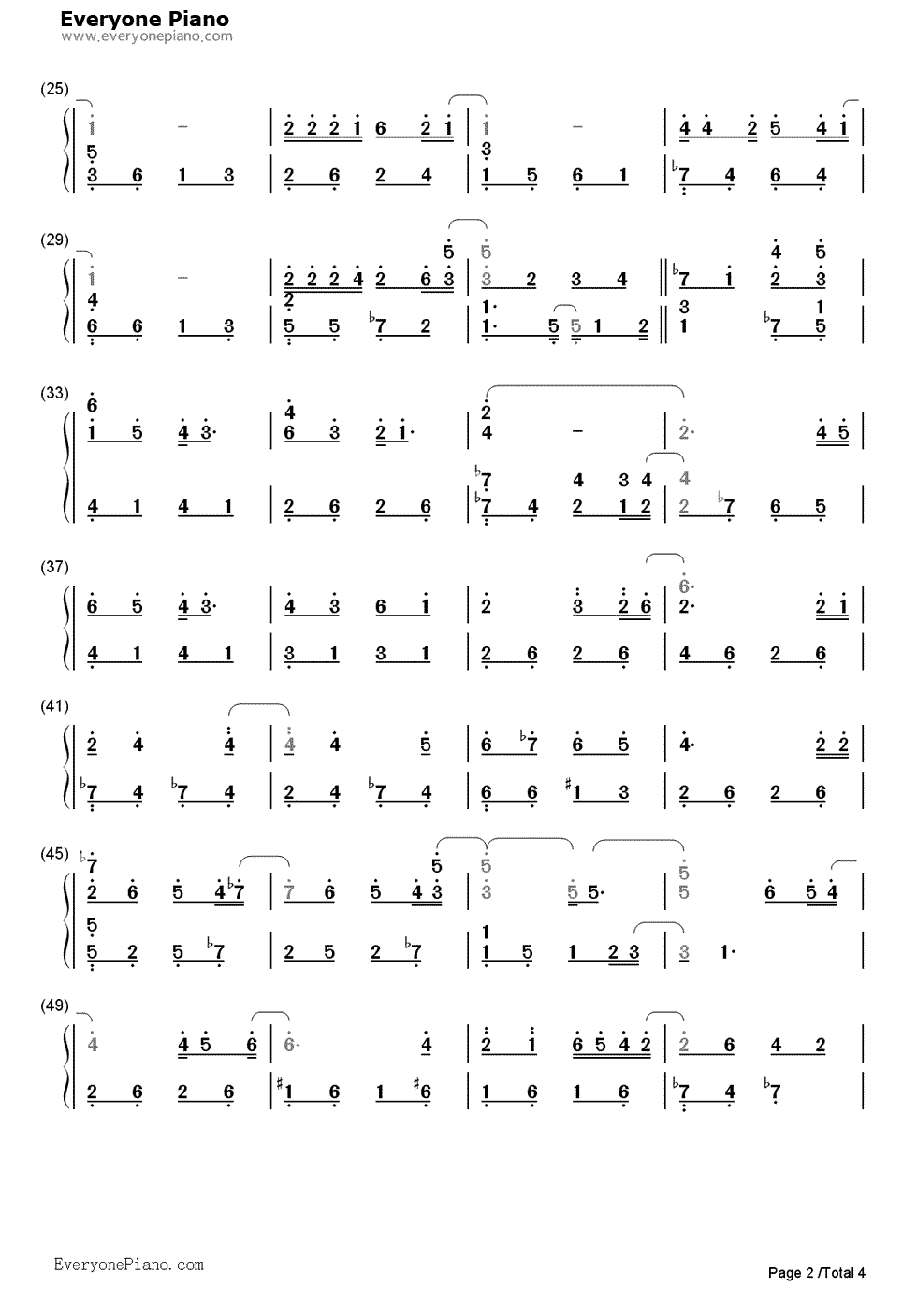 我只在乎你钢琴简谱-数字双手-邓丽君2