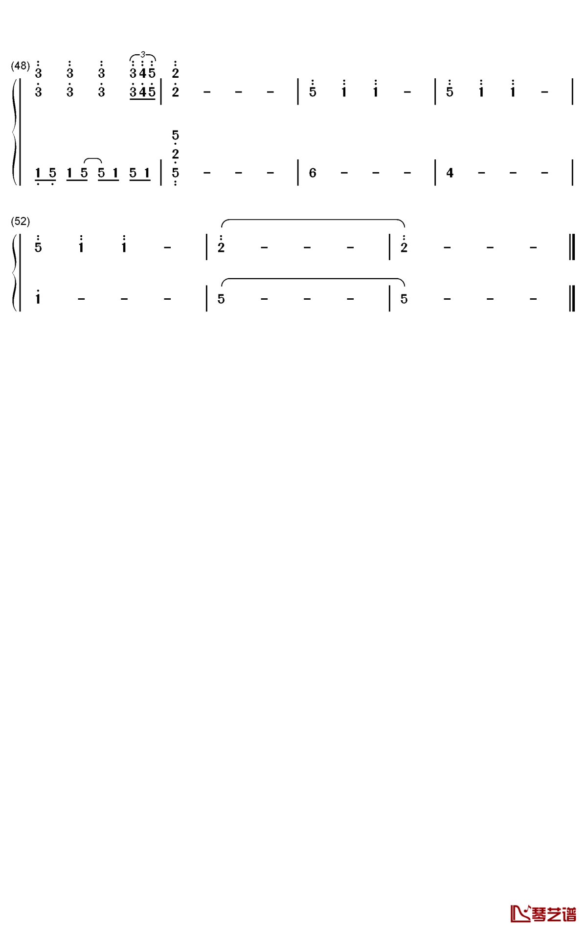 所爱隔山海钢琴简谱-数字双手-cmj3