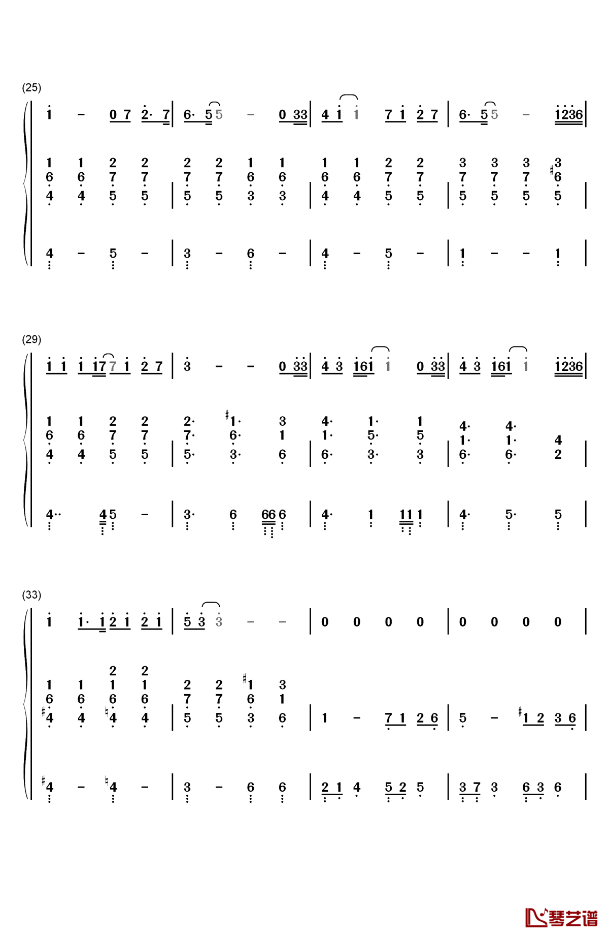 三国駅钢琴简谱-数字双手-aiko3