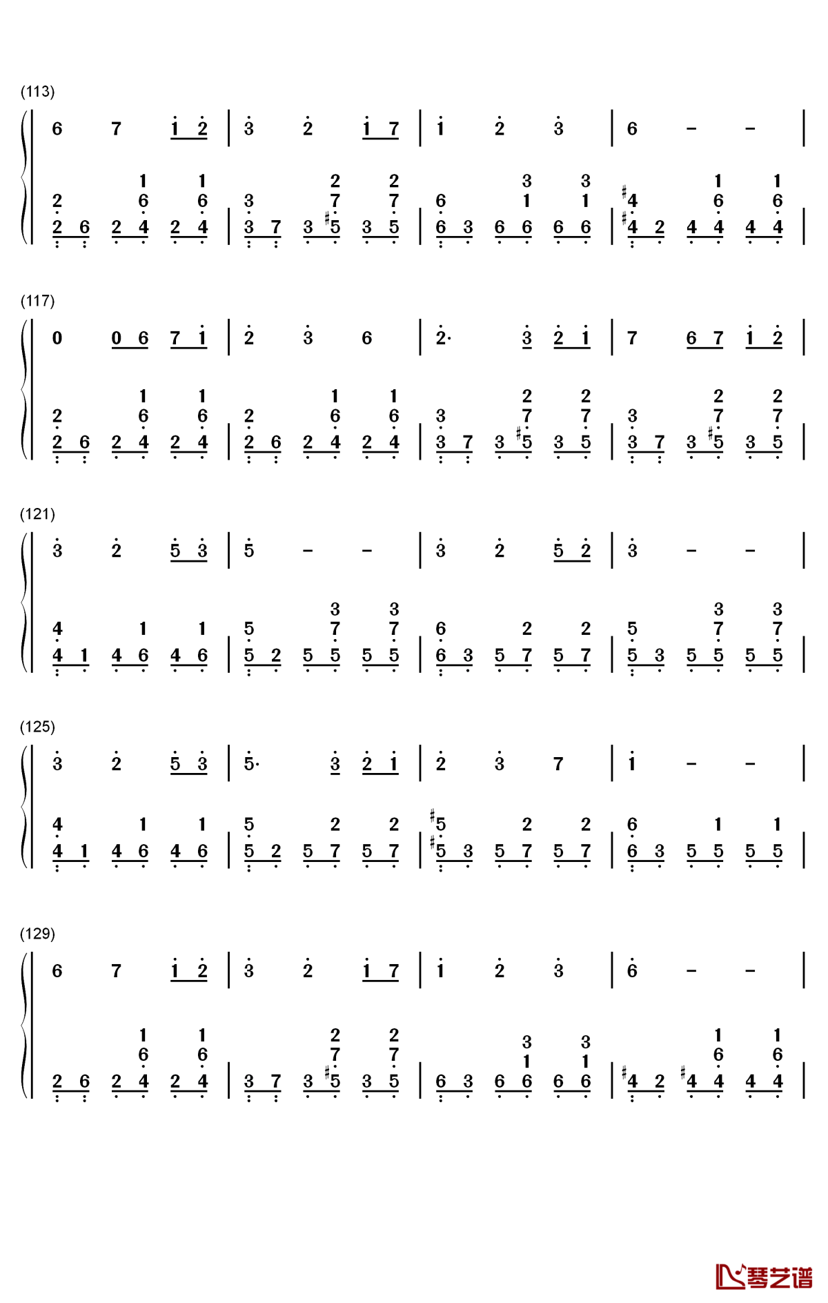 月出钢琴简谱-数字双手-双笙6