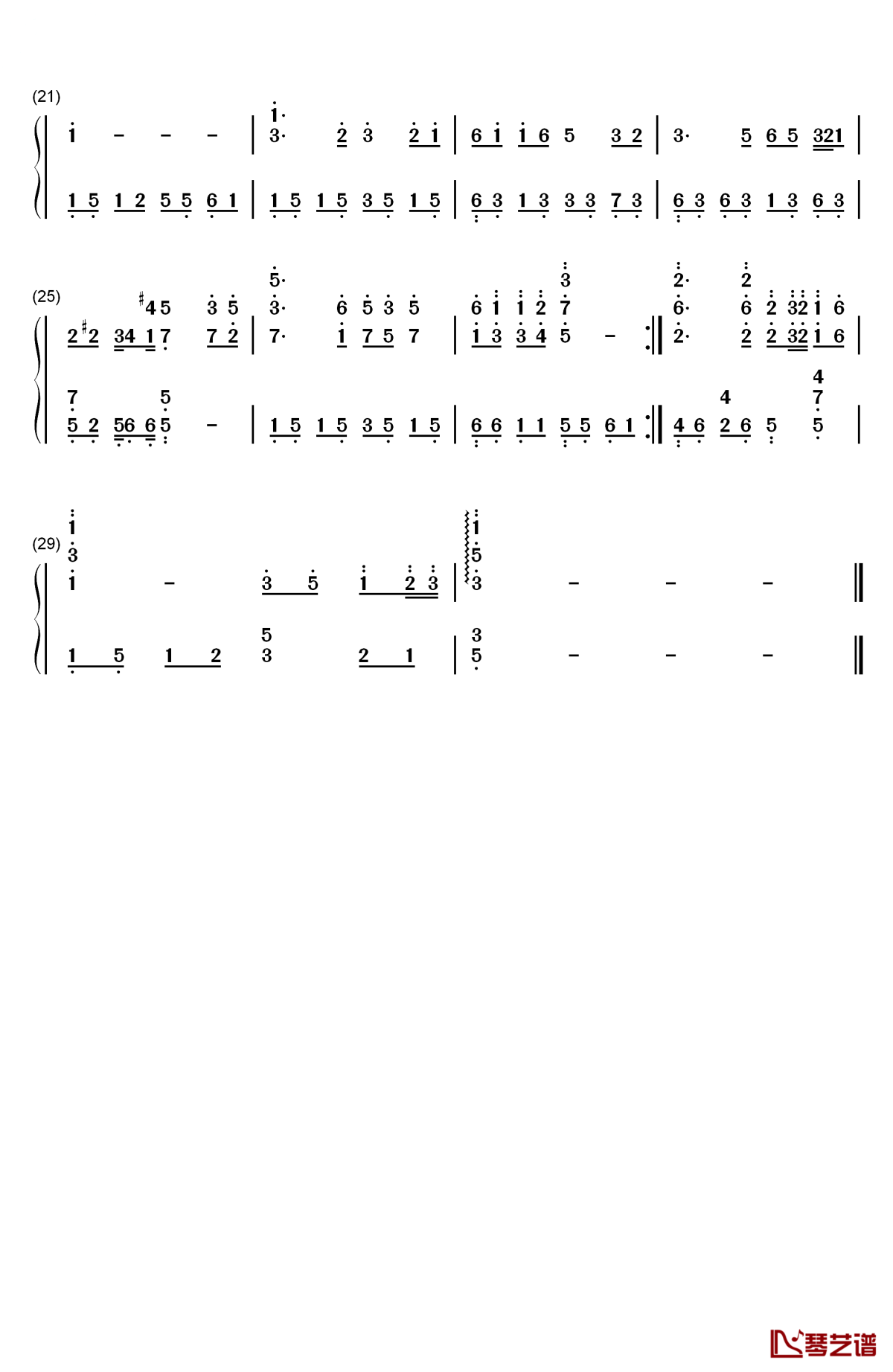 北国之春钢琴简谱-数字双手-邓丽君2