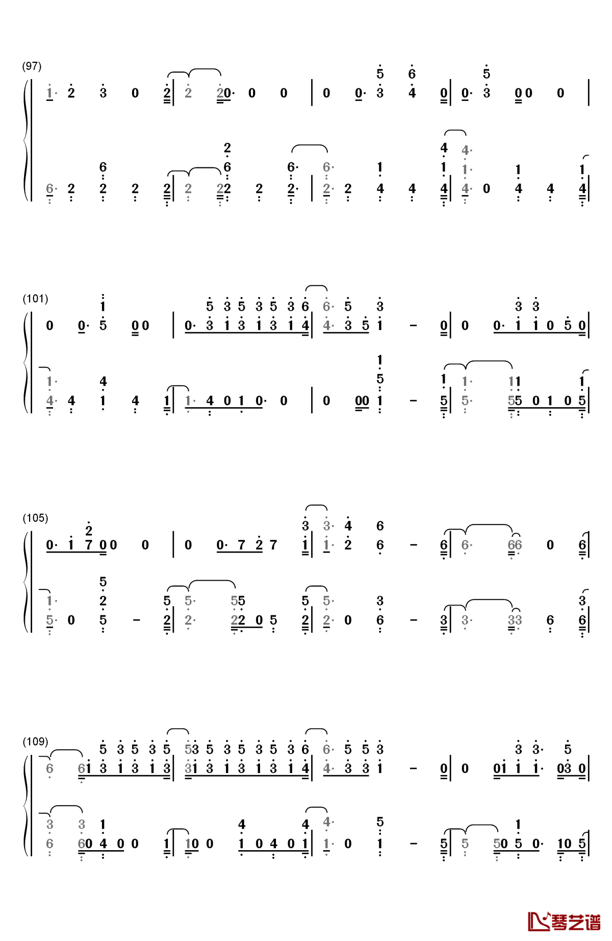 space between钢琴简谱-数字双手-mal evie7