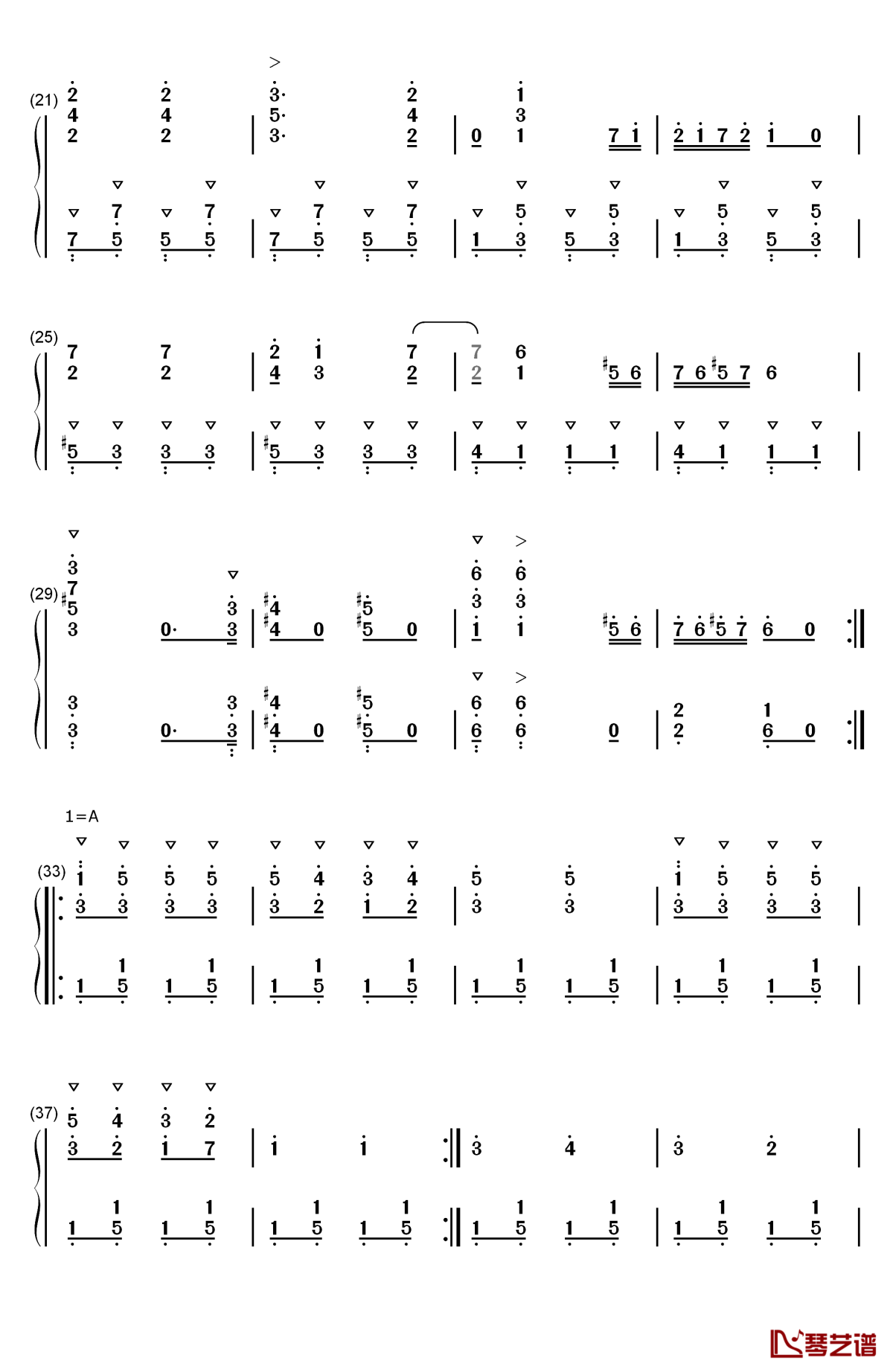 匈牙利舞曲第五号钢琴简谱-数字双手-约翰内斯•勃拉姆斯（johannes brahms）2