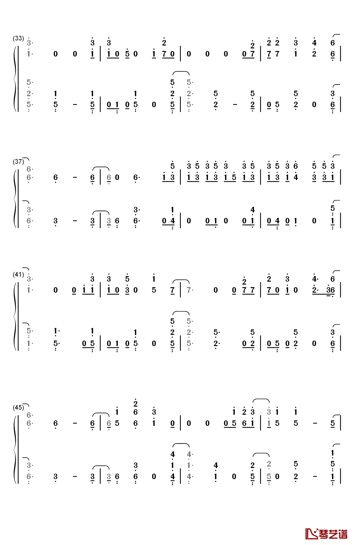 space between钢琴简谱-数字双手-mal evie3