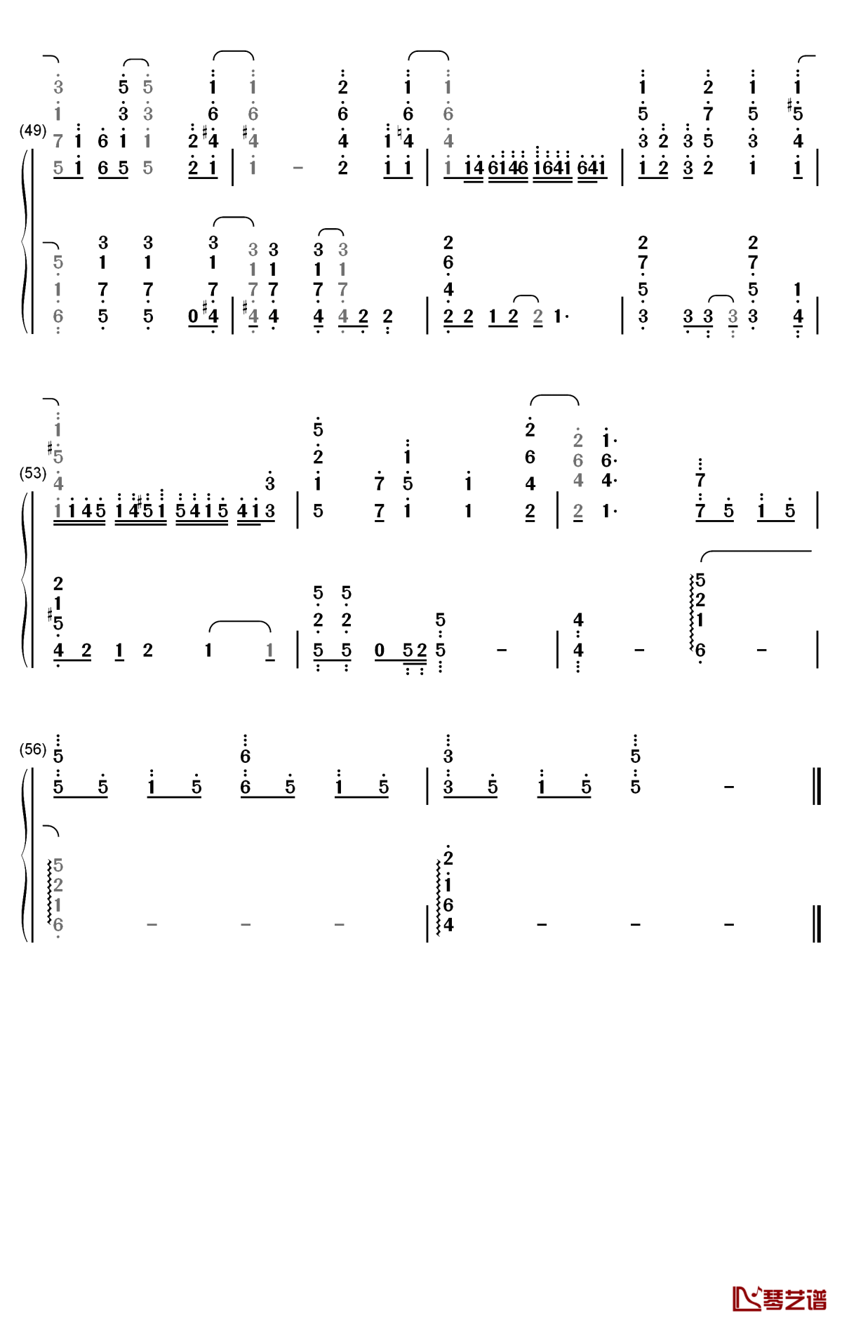 水槽钢琴简谱-数字双手-中岛爱4