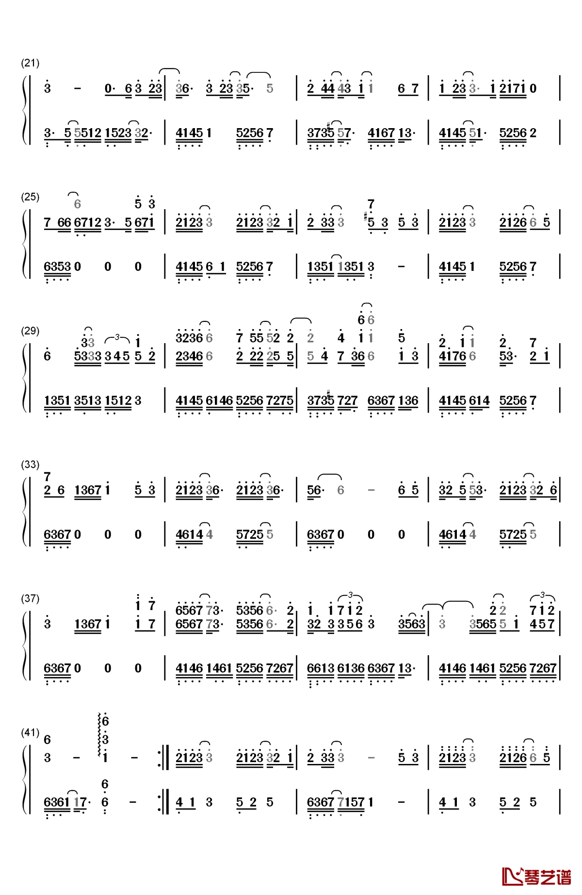 了结钢琴简谱-数字双手-董贞2