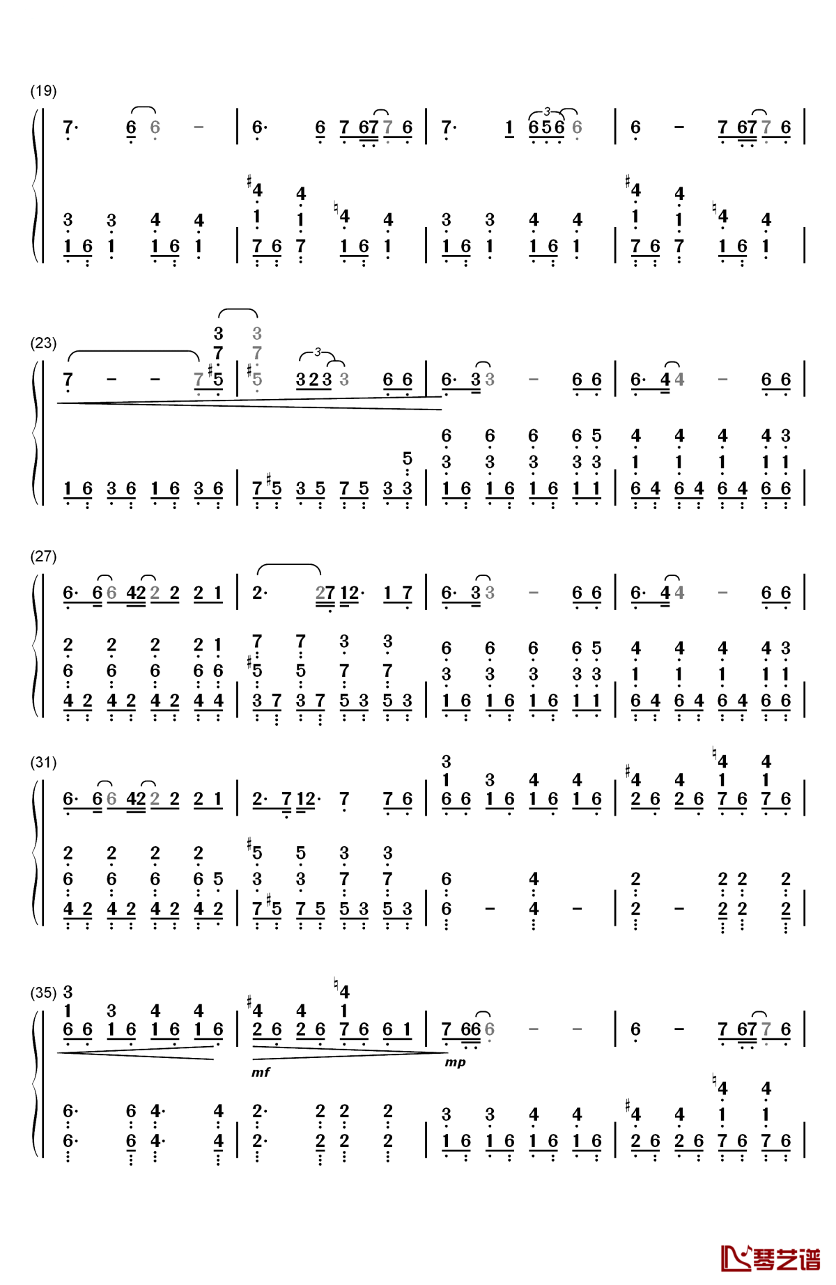 skyfall钢琴简谱-数字双手-阿黛尔  adele2