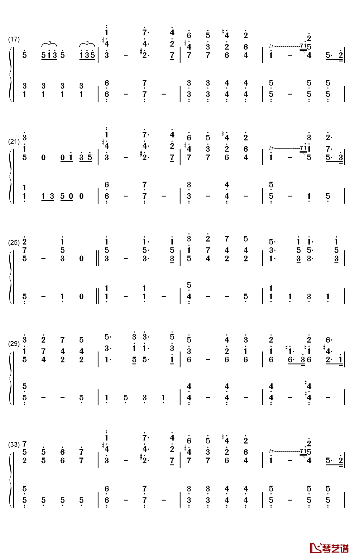 wedding march钢琴简谱-数字双手-门德尔松2