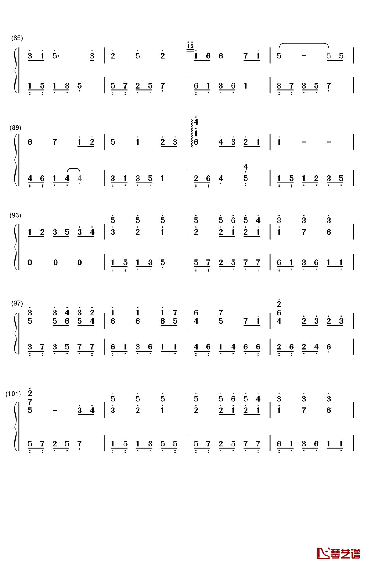 いつも何度でも钢琴简谱-数字双手-木村弓5