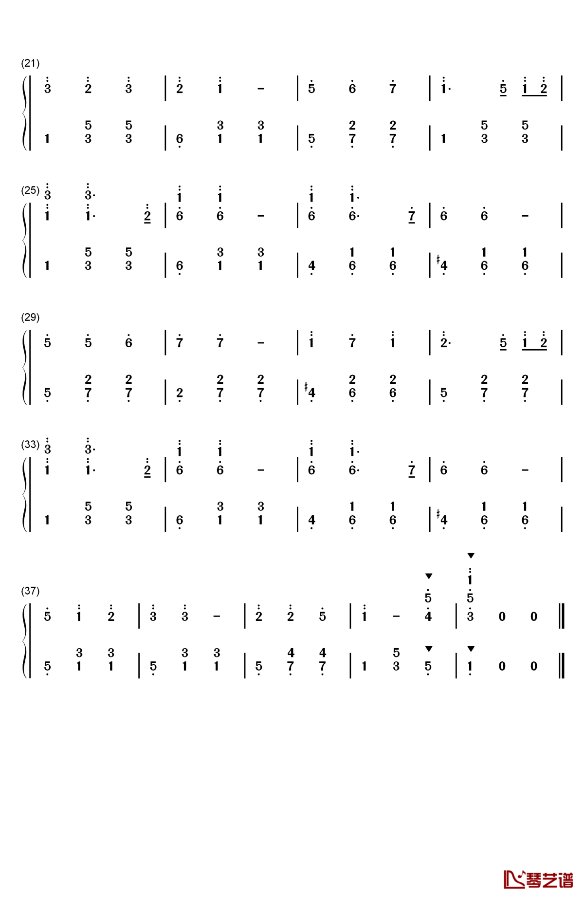 我们多么幸福钢琴简谱-数字双手-郑律成2